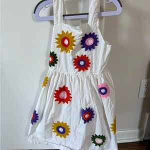 Mini Boden White Dress with Colorful Floral Patterns